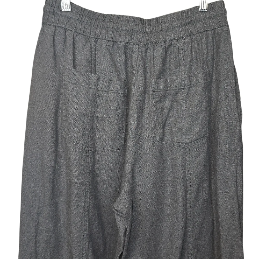Zara Linen Blend Relaxed Tapered Leg Pull On Drawstring Pants Gray Size Small